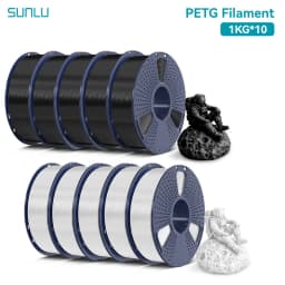 SUNLU PETG 1KG 3D Filament 1.75MM No Bubble 10 Rolls No Bubble Eco-Friendly No Knots Good Toughness Excellent Acid Alkali