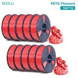 SUNLU PETG 1KG 3D Filament 1.75MM No Bubble 10 Rolls No Bubble Eco-Friendly No Knots Good Toughness Excellent Acid Alkali