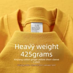 Summer Light Purple 425 grams Men T Shirt Heavy Cotton Short-sleeved T-shirt Loose Men's and Women's Casual Half-sleeves Tee