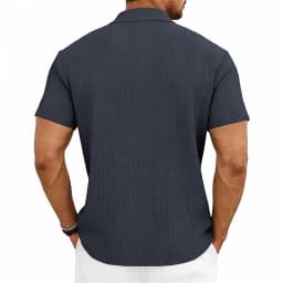 Men's knitted textured simple short-sleeve polo shirt, casual golf business top, suitable for summer daily wear
