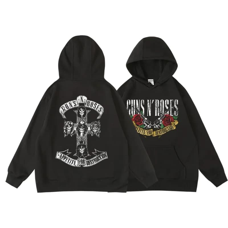 New Guns N' Roses Men's Winter/autumn Pullover Hooded Sweatshirt for Men - Rock Music Roses Band