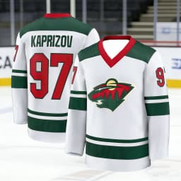 2026 Ice Hockey Jersey White Green Red Striped Forest Logo 3D Print Long Sleeve Fan Sports Shirt