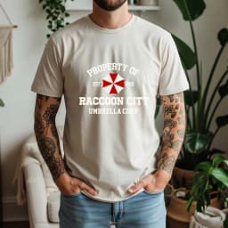 100% Pure Cotton Resident Evil Umbrella T-Shirt Dark Retro Game Style Casual Tee
