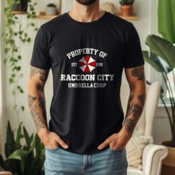 100% Pure Cotton Resident Evil Umbrella T-Shirt Dark Retro Game Style Casual Tee