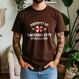 100% Pure Cotton Resident Evil Umbrella T-Shirt Dark Retro Game Style Casual Tee