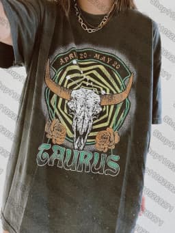 12 Zodiac Signs Dark Gray Printed T-Shirt — Libra, Leo, Aries, Sagittarius, Gemini Short-sleeved Retro Street Y2K Fashion Tops