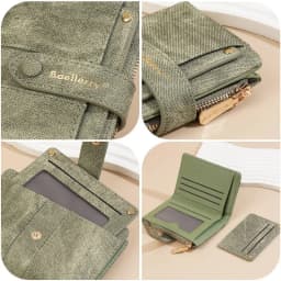 Baellerry Canvas Ladies Wallet Large Capacity Card Holder Photo Bank Storage Bag for Credit Cards Driver's License