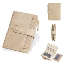 Baellerry Canvas Ladies Wallet Large Capacity Card Holder Photo Bank Storage Bag for Credit Cards Driver's License