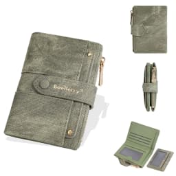 Baellerry Canvas Ladies Wallet Large Capacity Card Holder Photo Bank Storage Bag for Credit Cards Driver's License