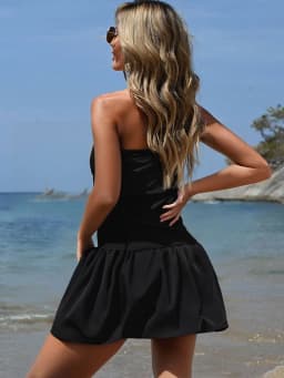 Summer New Women A-Line Dresses Strapless Slim Fit Off Shoulder Fashion Black Sexy Patchwork Casual Party Lady Dresses Clothing