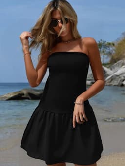 Summer New Women A-Line Dresses Strapless Slim Fit Off Shoulder Fashion Black Sexy Patchwork Casual Party Lady Dresses Clothing