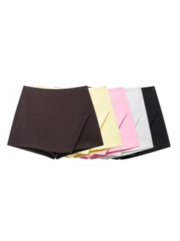 Women's Asymmetric Solid Color Skort Casual Side Zipper Shorts Skirts for Spring Summer Fashion