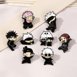 8pcs Anime Brooch Set Cute Cartoon Itadori Yuji & Gojo Satoru Design Alloy Metal Bag Badges Pins for Collectibles