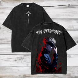 2026 Gojo Satoru Jujutsu Kaisen Anime Printed T-shirt Men's and Women's Washed T-shirt High Quality Vintage Cotton T-shirt Tops