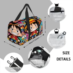 One Piece Luffy Anime Print Duffel Bag, Large Capacity Multi-pocket Travel Gym Bag, Overnight Weekender Bag