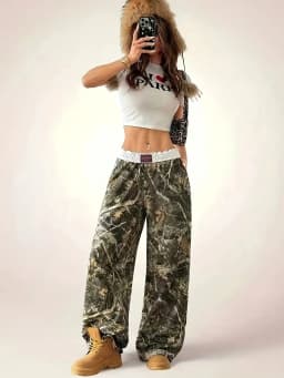 Ladies' Casual Camouflage Printed Wide-Leg Pants Are Comfortable to Wear and Suitable for Daily Travel