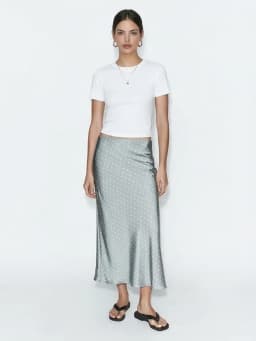 Willshela Women Fashion Dot Printed Pleated Straight Midi Skirt Vintage High Elastic Waist Female Chic Lady Skirts