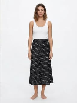 Willshela Women Fashion Dot Printed Pleated Straight Midi Skirt Vintage High Elastic Waist Female Chic Lady Skirts