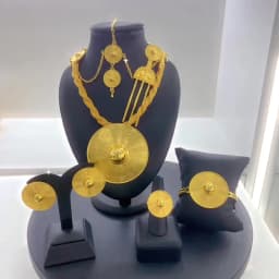 Ethiopian 24k Plated Gold 6PCS Jewelry Set For Woman's African Indian Big Pendant Necklace Wedding Engagement Gifts