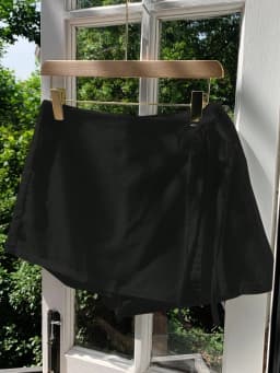 Ladies New Spring Summer Linen Solid Color Casual Sports Elastic Waist Drawstring Belted Skort for Spring Summer
