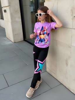 Spring/Summer Girls' Fashion Two-Piece Set, K-Pop Cartoon Anime 3D Print Crew Neck T-Shirt Slim Fit Pants Set