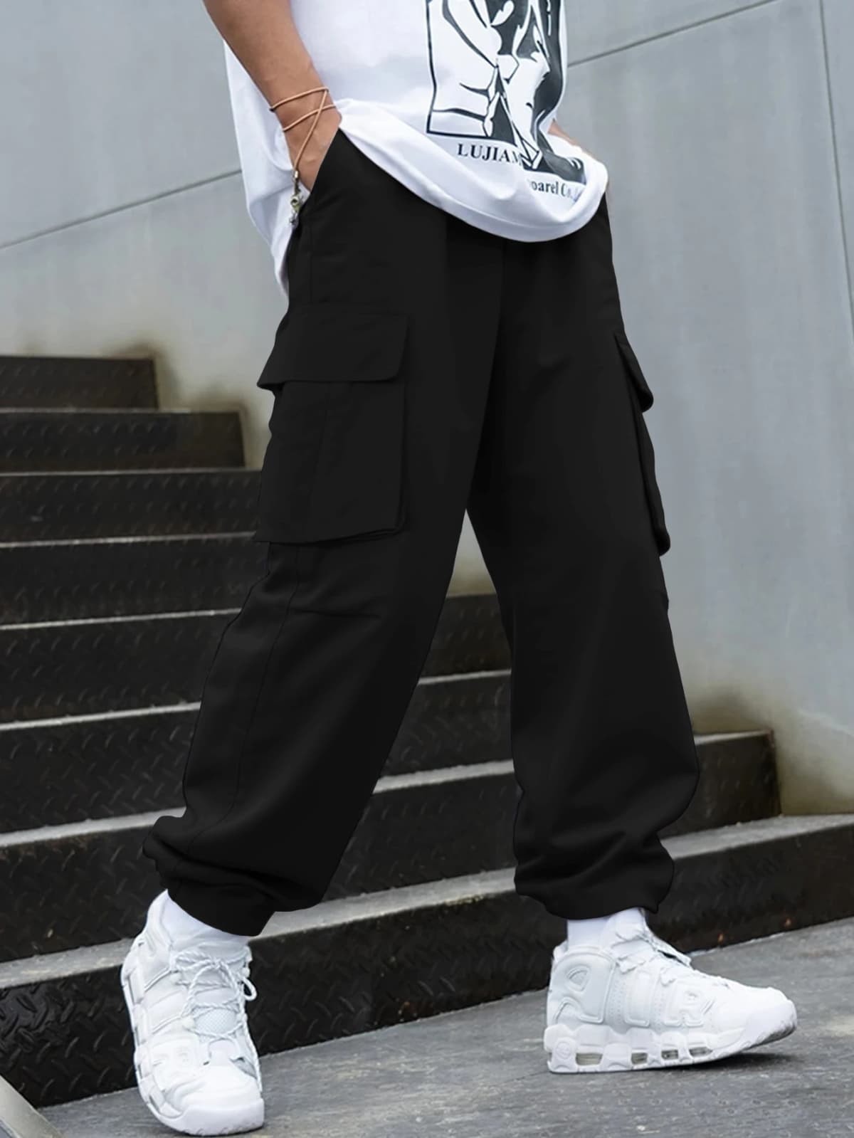 3D Pockets, Street-bombing Workwear, Trendy Functional Lacing, Loose-fitting Casual Pants, Men's Straight-cut Fashion