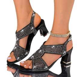 Crystal Women's Sandals Luxury High Heels Shoes Chunky Designer Slippers Fashion Dress Flip Flosp Party Pumps Mujer Zapatos