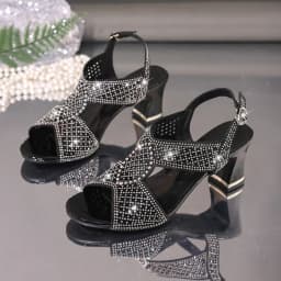 Crystal Women's Sandals Luxury High Heels Shoes Chunky Designer Slippers Fashion Dress Flip Flosp Party Pumps Mujer Zapatos