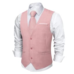 Men's Solid Formal Suit Vest – V-Neck Adjustable Back Belt Button Closure, for Weddings, Business and Casual Occasions