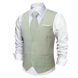 Men's Solid Formal Suit Vest – V-Neck Adjustable Back Belt Button Closure, for Weddings, Business and Casual Occasions