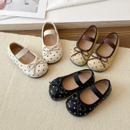 Spring Toddler Girls Polka Dot Mary Jane Shoes Adorable Kids Ballet Flats With Bowtie Princess Dress Shoes for Little Girls