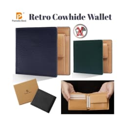 Pomelo Best Men's Leather Wallet, Two-Tone Color Options, Classic Design
