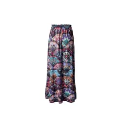 Colorful Feather Printed Wide Leg Pants Women's Elapsed Waist Pleated Pocket Design Loose Draped All-match Casual Pants