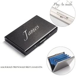 Customized Name/Logo Card Holder Wallet Minimalist Slim Metal RFID Blocking Card Protector Pop Up Credit Card Wallets for Men