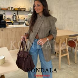 KONDALA Office Lady Chic Plaid Women Blazer Single Button Front Split Oversize Blazer Fashion 2026 Spring Summer Office Lady Top