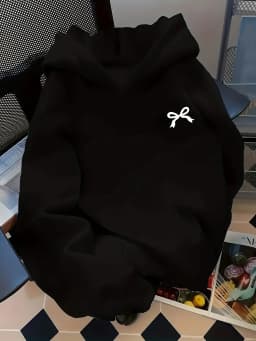 Fashionable bow print hooded sweatshirt men's comfortable loose sweatshirt fashionable casual hip-hop sweatshirt Harajuku