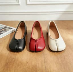 Korean Style Horse-Shoe Split-Toe Ballet Shoes Women's Flat Mary Jane Shoes Slip-On Pig's Trotters Versatile Grandma Flat Loafer
