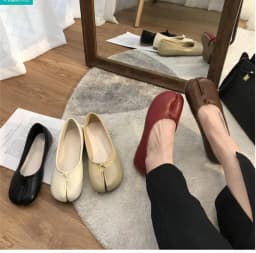 Korean Style Horse-Shoe Split-Toe Ballet Shoes Women's Flat Mary Jane Shoes Slip-On Pig's Trotters Versatile Grandma Flat Loafer