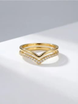 925 Sterling Silver Zircon Fashion Double-layer V Shap Ring Set For Women Engagement Wedding Luxury High Quality Fine Jewelry