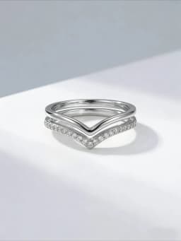 925 Sterling Silver Zircon Fashion Double-layer V Shap Ring Set For Women Engagement Wedding Luxury High Quality Fine Jewelry