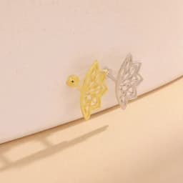 CANNER 925 Sterling Silver Hollow Lotus Flower Crown Flat Back Internal Thread Piercing Earring For Women INS Dainty Luxury