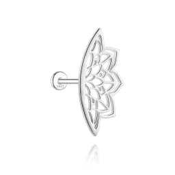 CANNER 925 Sterling Silver Hollow Lotus Flower Crown Flat Back Internal Thread Piercing Earring For Women INS Dainty Luxury