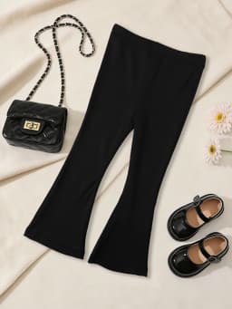 1Pcs Kids Fashionable Black Striped Flared Pants for Spring and Autumn Comfort Soft Leggings for Girls Aged 2-10Y for Daily Wear