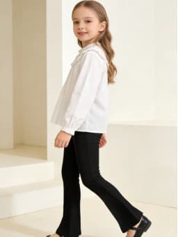 1Pcs Kids Fashionable Black Striped Flared Pants for Spring and Autumn Comfort Soft Leggings for Girls Aged 2-10Y for Daily Wear