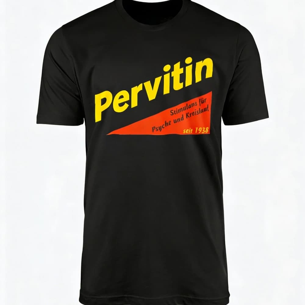 Pervitin Retro Advertising Knit T-Shirt Casual Suitable Men Classic Fit Soft Comfortable High-Quality Tee 2026 New Summer