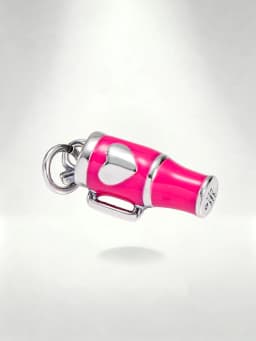 S925 Sterling Silver Pink Enamel Drink Cup Charm - Heart Design Tumbler Pendant for Bracelet
