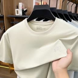 Men's New Summer High Quality Cooling Sensation T-Shirt Round Neck Brand Printing Short Sleeves Tops Leisure Fashion Men Swear