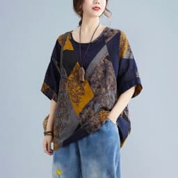 Cotton and Linen Large Size Women's Top Summer Fat Short Sleeve Fashion High-end Batman Plus Size Tops for Women Feminino