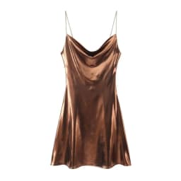 2026 Women's Summer Shiny Gold Silver Slip Dress, Slim Fit Thin Strap Mini Dress, Perfect for Party, Club and Night Out