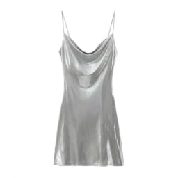 2026 Women's Summer Shiny Gold Silver Slip Dress, Slim Fit Thin Strap Mini Dress, Perfect for Party, Club and Night Out